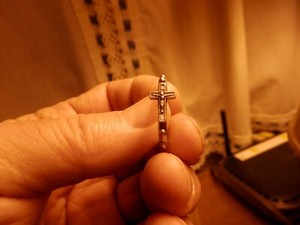 Silver crucifix rosary ring pretty #1