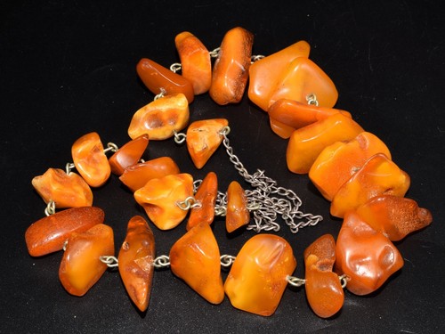 RRR! Antique NATURAL BALTIC AMBER Butterscotch Egg Yolk necklace Stone 琥珀色 كهرم - Picture 16 of 22