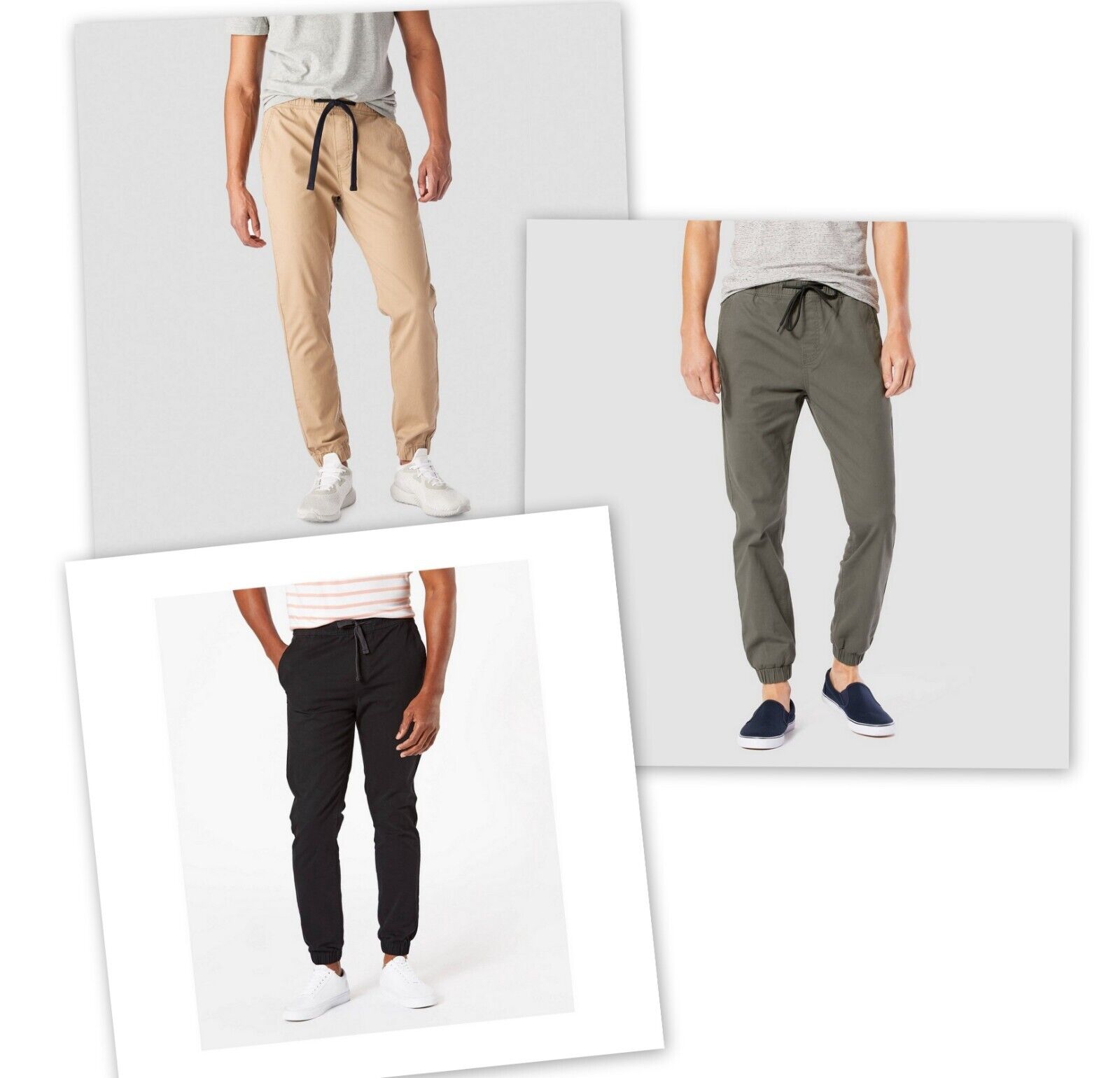 DENIZEN from Levi's Men's Slim Fit Twill JOGGER LEG Pants Gray / Black/ Khaki