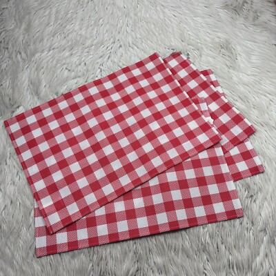 LOT 4 - Pier One Red White Gingham Plaid Woven Place Mats Picnic Spring