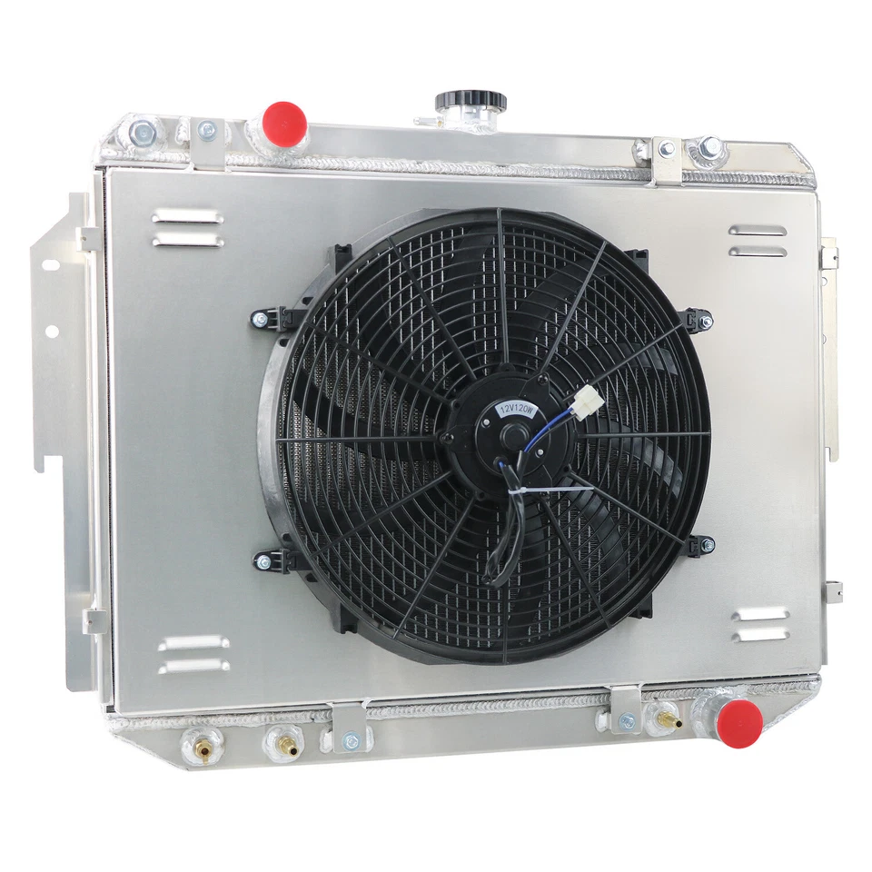 For Dodge B150 250 RAM 1500 2500 3500 VAN 3.9/5.2L 3 Rows Radiator+Shroud Fan Foto 3 de 4