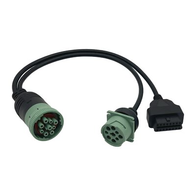9-Pin to OBD2 Y-Splitter Truck Adapter J1939 OBDII Diagnostic Cable Connector