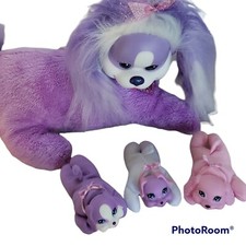Puppy Surprise Dog 3 Puppies Purple Pink White Stuffed Animal Plush Toy 2015