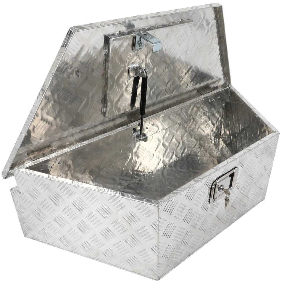 39"x16.5"x12" Aluminum Pickup Storage Trunk Bed Tool Box Trailer W/ Lock Key - Image 2 of 4