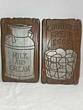 Country Fresh Eggs Milk Cream Farmhouse Kitchen Decor Plaques Hanging 10.75x6.25