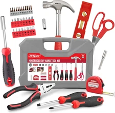 42-PC Household DIY Small Tool Kit - Starter Tools Set for Home with Tool Box