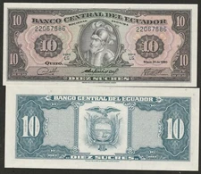 KM#114.B 1980 ECUADOR 10 SUCRE NOTE UNC