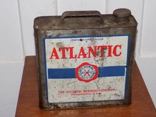 Vintage Atlantic Fried Egg One Gallon Slim Empty Oil Can