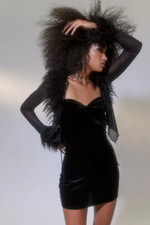 Urban Outfitters Diana Velvet Tube Mini Dress L Black