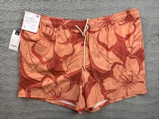 Goodfellow Co Swim Trunks Mens 2XL Orange Floral 5" Inseam 4-Way Stretch Lined