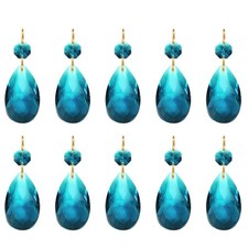 10 Pcs Teardrop Crystal Chandelier 60mm Length Prisms Part Sky Blue