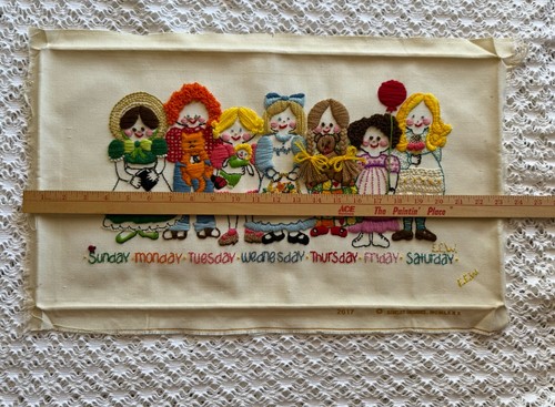 Vintage Sunset Stitchery A Friend For Everyday Girls Days Of The Week Crewel - Picture 22 of 23
