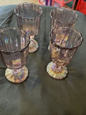 EUC Set of 4 - Pioneer Woman Purple Luster Finish Goblet Glasses - 12.5 oz