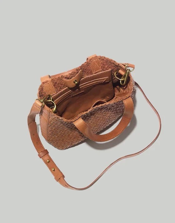 Madewell The Small Transport Crossbody Woven Leather Bag Burnished Caramel - Image 2 of 4