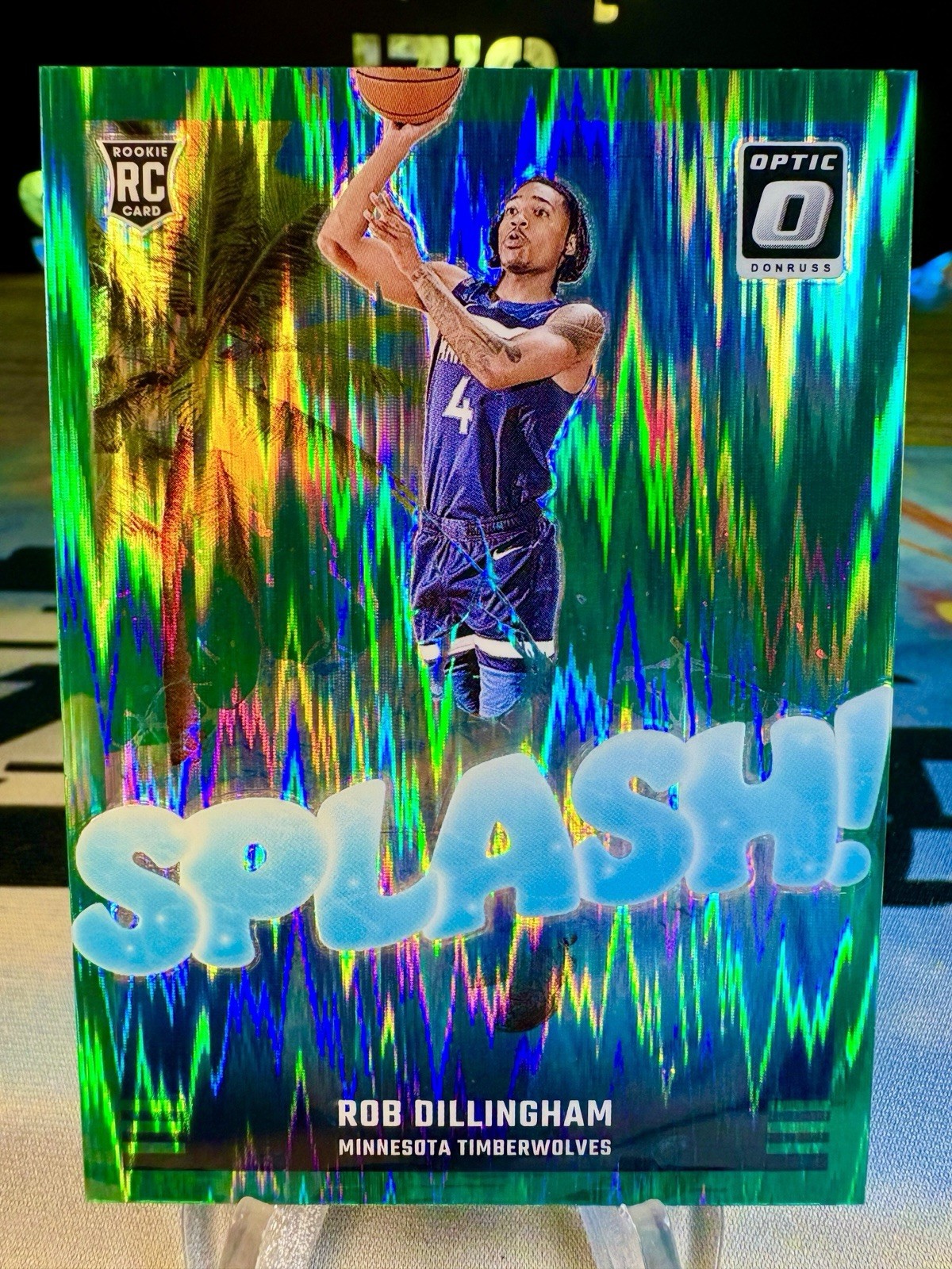 2024-25 Rob Dillingham Panini Donruss Optic Splash! Green Shock /149 Rookie #8
