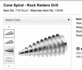 LEGO 71612cx1 Spiral Cone Chrome Drill from Rock Raiders 4940, 4970 - 1x