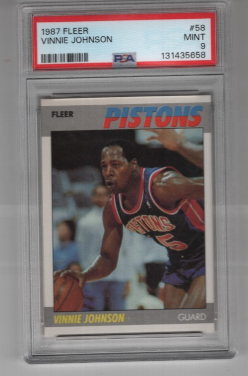 VINNIE JOHNSON 1987-88 FLEER BASKETBALL VINTAGE BASE CARD #58 PSA 9 MINT PISTONS