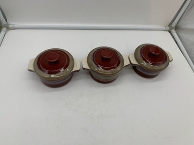Lovecasa Ceramic 4in Brown Small Crock Bakeware Set For 3 BB03B01013