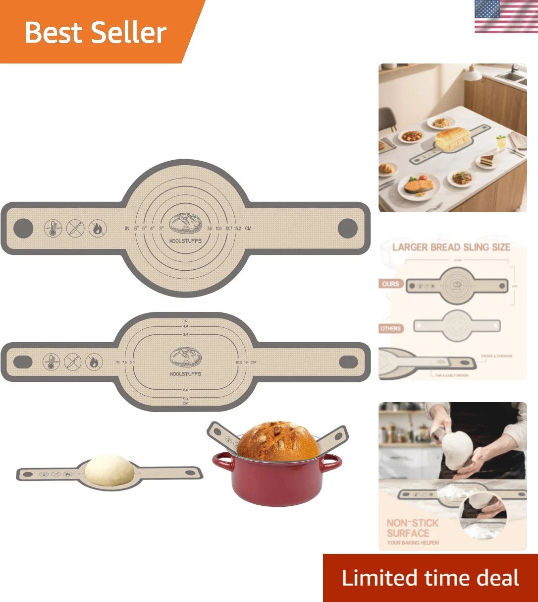Silicone Bread Sling Oval and Round, 2 PCS Nonstick＆Reusable Bread Baking Mat...
Opens in a new wind