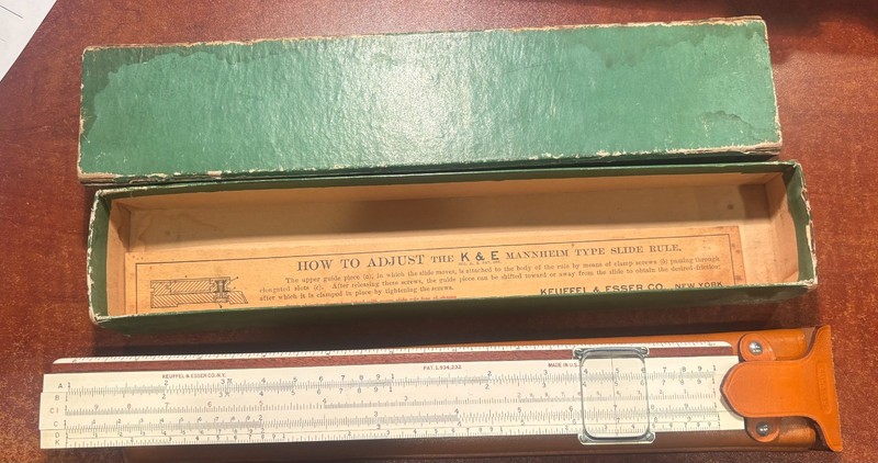 Keuffel & Esser 4053-3 polyphase slide rule with case, box, & insert, c. 1941