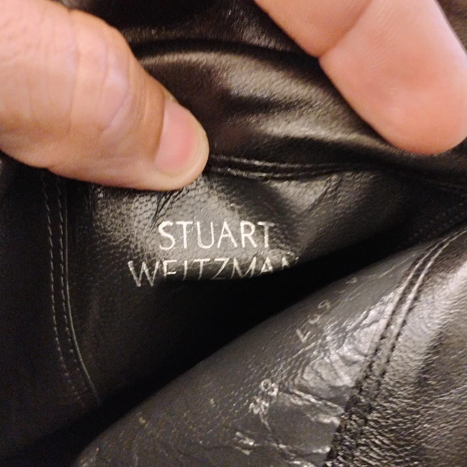 Botas hasta la rodilla Stuart Weitzman para mujer, cuero negro, para mujer 8,5 M  Foto 2 de 4