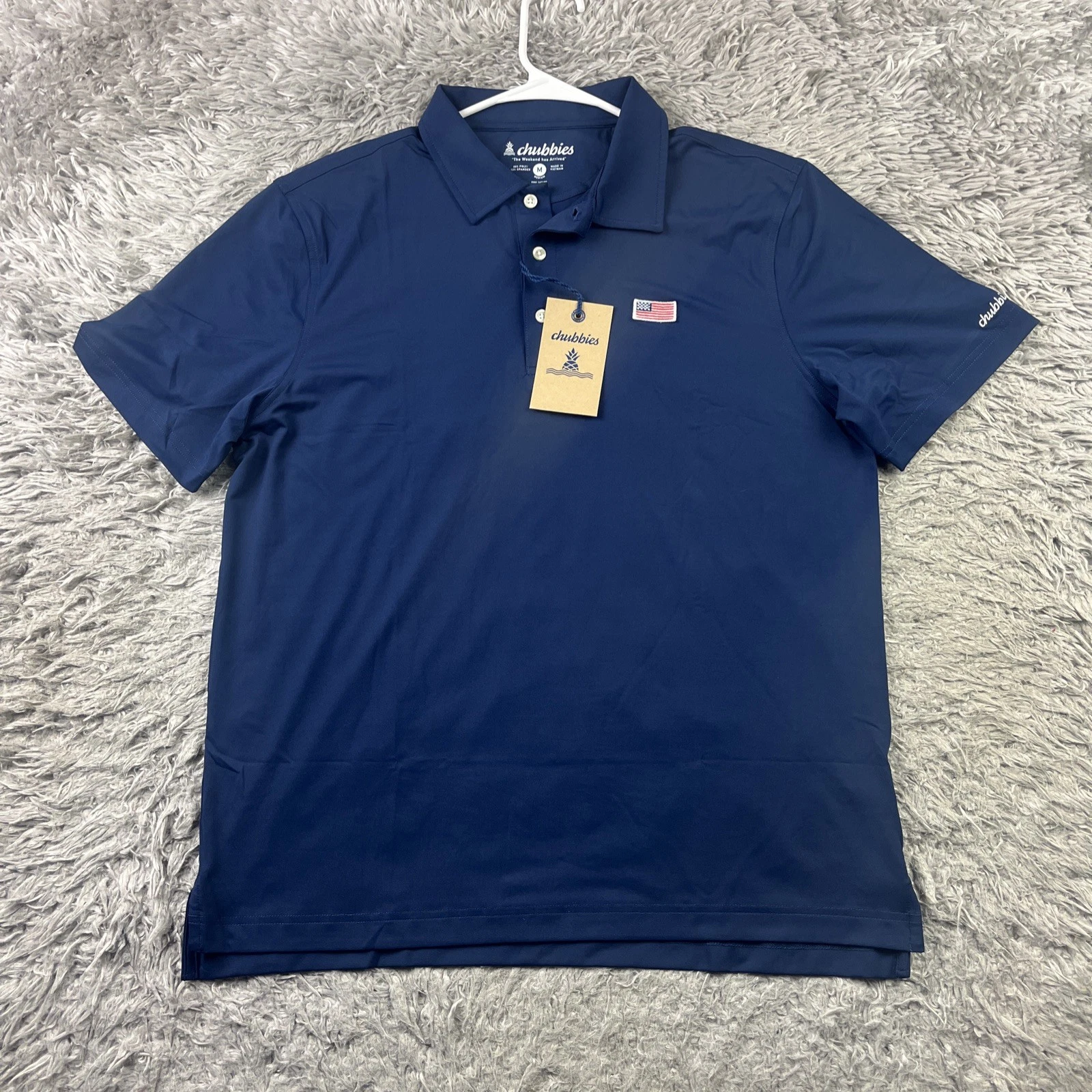 Chubbies The Out of the Blue Performance Polo Shirt USA Size M American Flag
