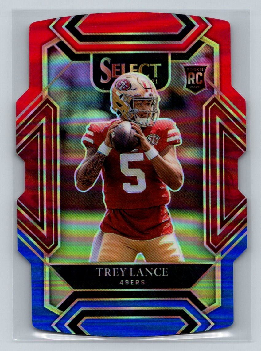 2021 Panini Select #245 Trey Lance Red and Blue Prizm Die Cut