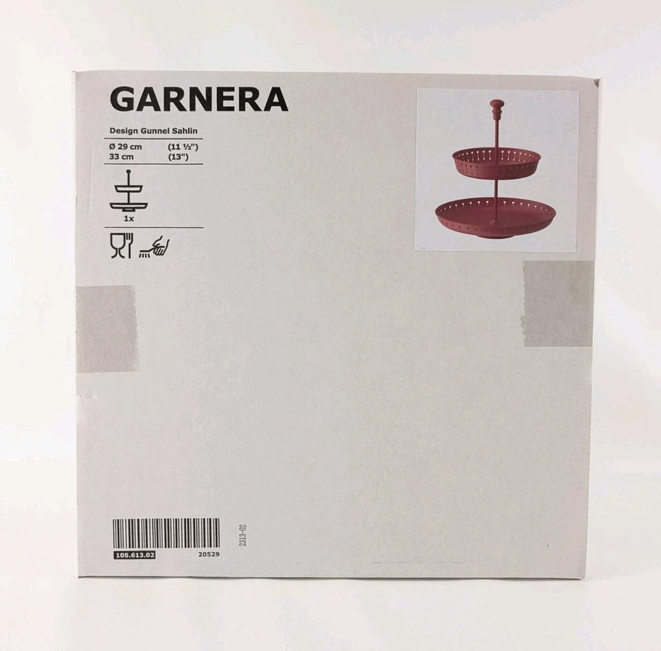 Suporte para servir aço IKEA GARNERA 2 camadas design de tulipas de mola vermelha 13" novo - Imagem 2 de 4