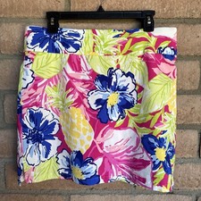 Rafaella Skorts Womens Sz Large Skirted Shorts Golf Tennis Pink Floral Pineapple