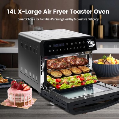 14L Heißluftfritteuse XXL Ofen 1800W, 11 Programme, LED-Display