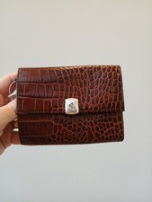 NWT Ralph Lauren Leather Wallet Brown Croc Silver Logo Card Holder ID NEW