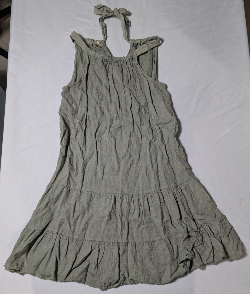BellaUmbra Green Drab Linen Halter Tie Back Sundress Women Medium Made In  Italy | eBay