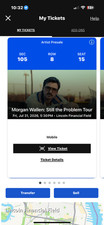 Morgan Wallen Tickets 6 Tix Total - 73126 Section 105 Row 8 Seats 15-20