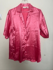 Victoria  s Secret Gold Label Pink Satin Sleep Shirt P/S Vintage Silky Nightshirt