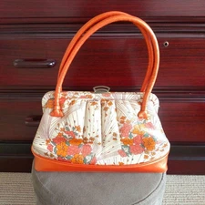Japanese bag floral pattern orange