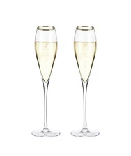 SOLD OUT Viski Crystal Gold-Rimmed Champagne Flutes, Set Of 2 NYE- Wedding Toast