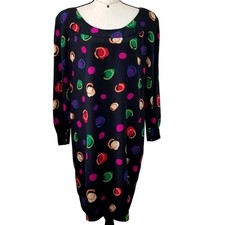 80s Albert Nipon Black Silk Shift Dress 12 Tapered Mod Career Retro Avant Garde
