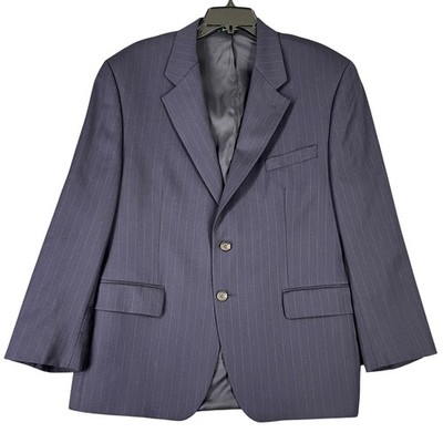 Lauren Ralph Lauren Wool Pinstripe Blazer 44S Navy Classic Fit Made in Canada