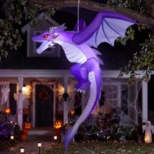 5FT Tall Halloween Inflatable Flying Purple Dragon Decoration with LED Lights