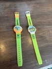Lot (2) Dyna Triceratops & Diplodocus Dinosaur Vintage Kids Watches