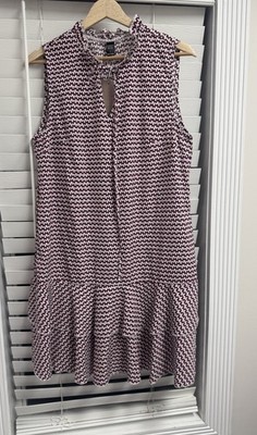 NWT Emery Rose Pink  & Tan Patterned Tunic Dress L  Double Frilled Hem
