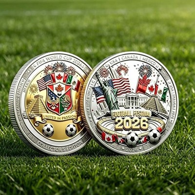 3D 2026 FIFA World Cup USA Canada Mexico Commemorative Coin Collectible Medal