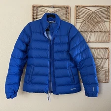 Marmot Down Puffer Jacket 700 Fill Blue Packable Quilted Sz M READ B29