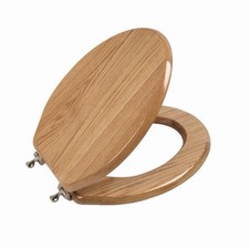 Toilet Seat, Oak Wood, Solid Wood, High Gloss Finish, Elongated 