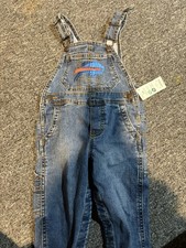 OshKosh B'gosh Overalls Blue 12M Embroidered Pockets Adjustable Straps Baby