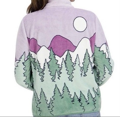Character Jacket Women Snoopy Large Zip Front Scenic Cozy Winter