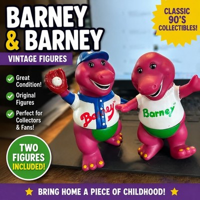 Vintage Barney Figures Lot 1992 Lyons Baseball Barney
