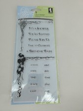 NIP Inkadinkado Clear Cling Stamp Set - Birthday Party/Shower Invitations, 97520