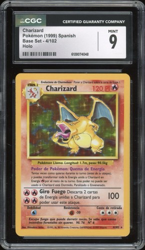 1999 Pokemon SPANISH Unlimited Base Set Charizard Holo 4/102 CGC 9 MINT - Picture 1 of 2