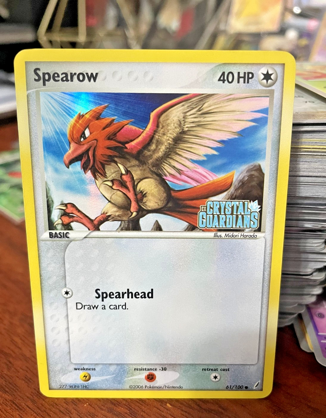 Pokemon- Spearow 61/100 - Crystal Guardians 2006 - Stamped Holo Common MP